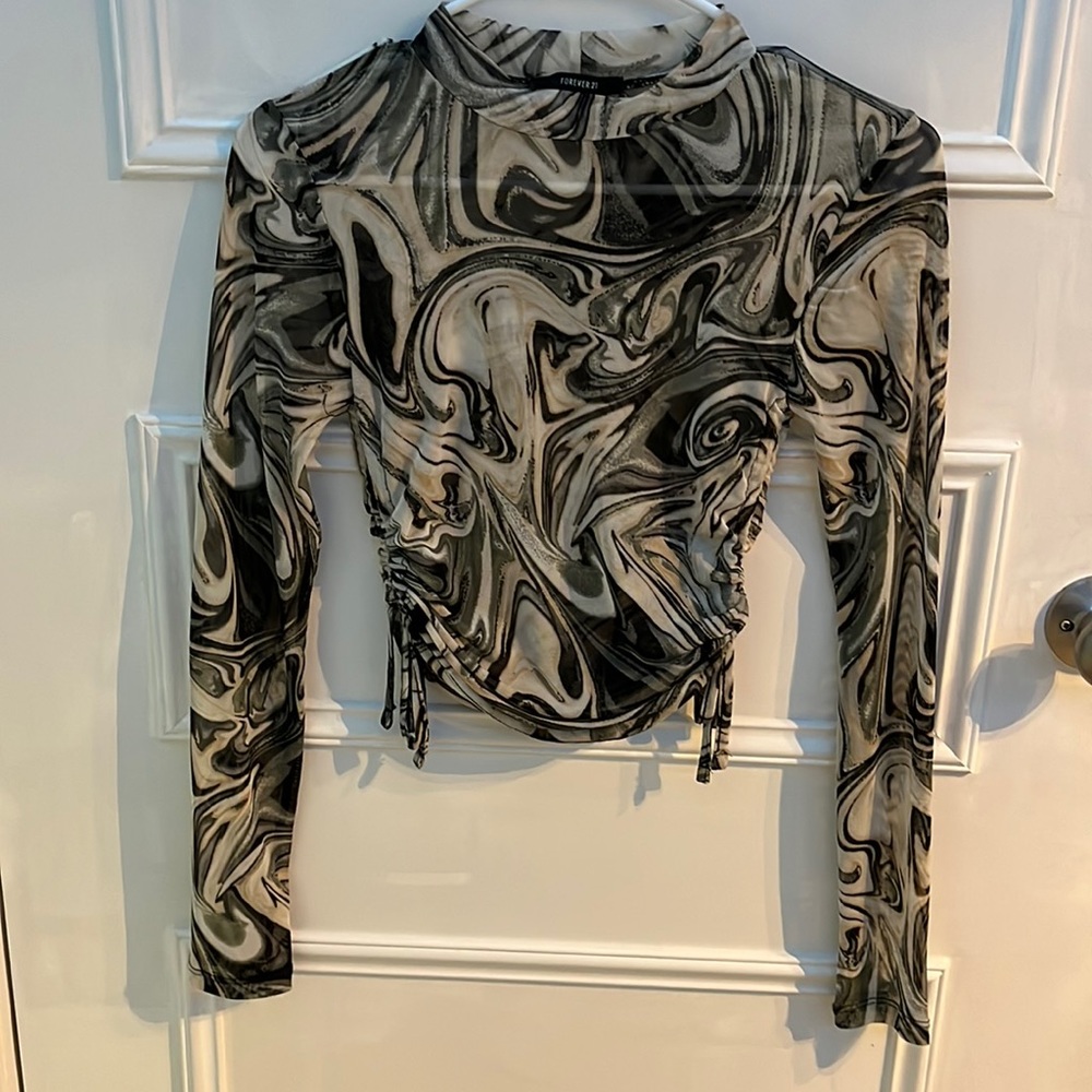 Mesh tan, white and black forever 21 size small top